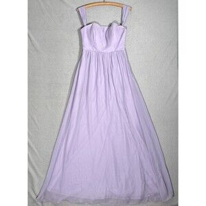 Birdy Grey Women’s S Devin Dress Maxi Chiffon Minimalist Bridesmaid Lavender